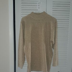 Metallic Gold Sparkle Long Sleeve Top Lisa Originals Vintage